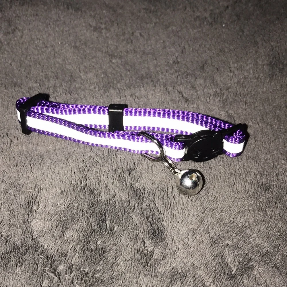 Bemix pets breakaway reflective Purple collar with bell New